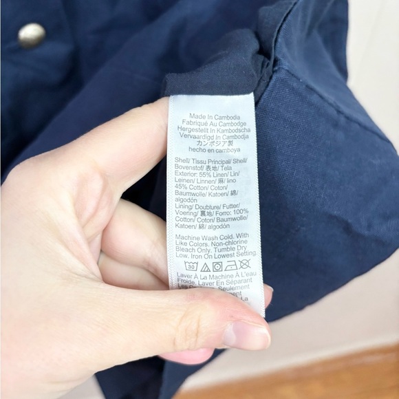 J Crew navy blue button front linen mini dress size 10 new - Picture 5 of 7